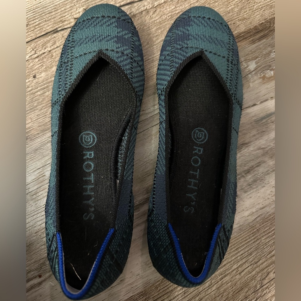 Rothy's Patterned Green Flats
